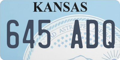 KS license plate 645ADQ