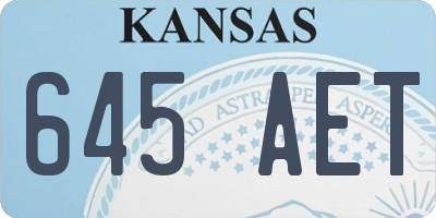 KS license plate 645AET