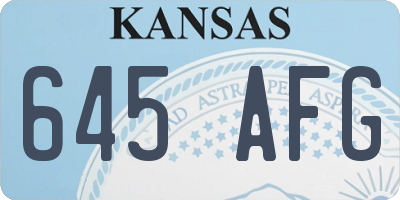 KS license plate 645AFG
