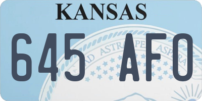 KS license plate 645AFO