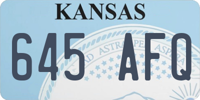 KS license plate 645AFQ