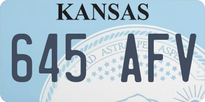 KS license plate 645AFV