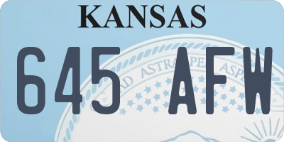 KS license plate 645AFW