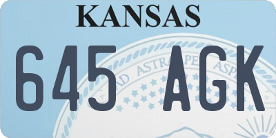 KS license plate 645AGK