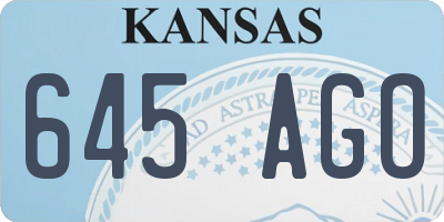 KS license plate 645AGO