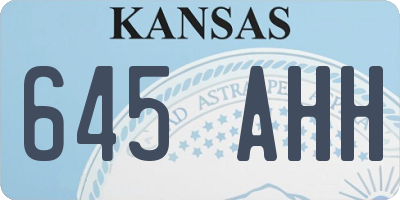 KS license plate 645AHH