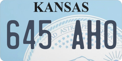 KS license plate 645AHO