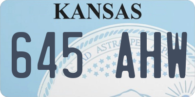 KS license plate 645AHW