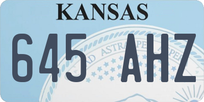 KS license plate 645AHZ