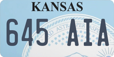 KS license plate 645AIA