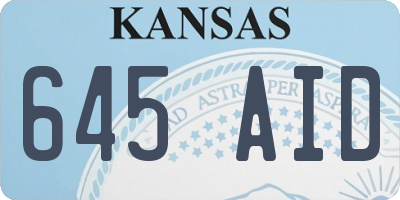 KS license plate 645AID