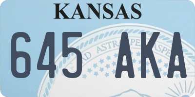 KS license plate 645AKA