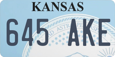 KS license plate 645AKE