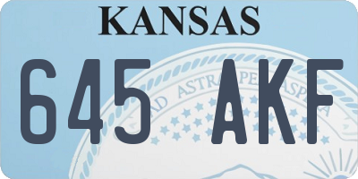 KS license plate 645AKF