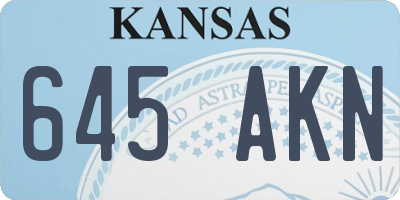KS license plate 645AKN