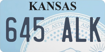 KS license plate 645ALK