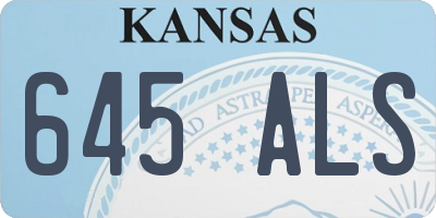 KS license plate 645ALS