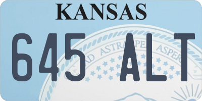 KS license plate 645ALT