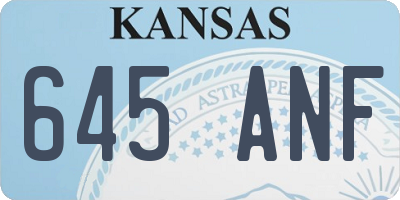 KS license plate 645ANF