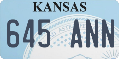 KS license plate 645ANN