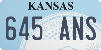 KS license plate 645ANS