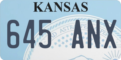 KS license plate 645ANX