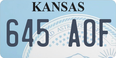 KS license plate 645AOF