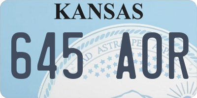 KS license plate 645AOR