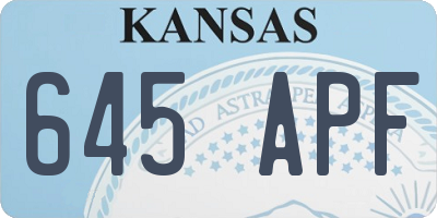 KS license plate 645APF