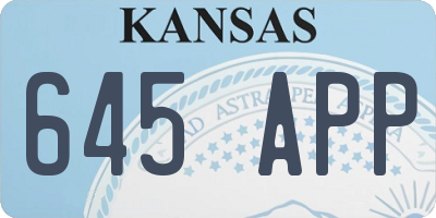 KS license plate 645APP