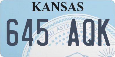 KS license plate 645AQK