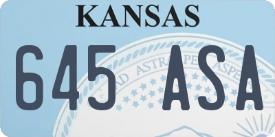 KS license plate 645ASA
