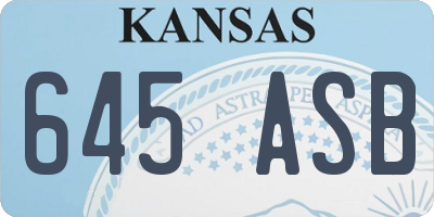KS license plate 645ASB