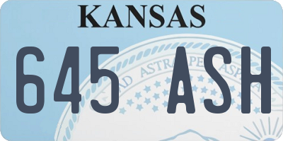 KS license plate 645ASH