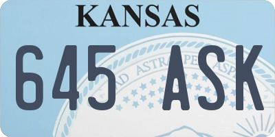 KS license plate 645ASK