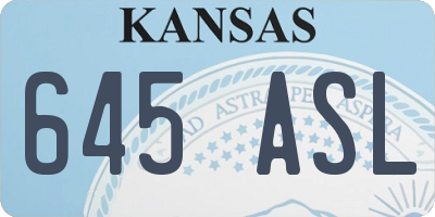 KS license plate 645ASL