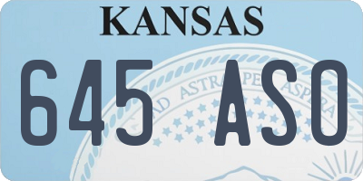 KS license plate 645ASO
