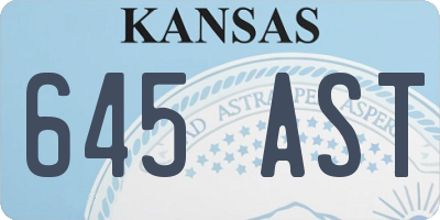 KS license plate 645AST