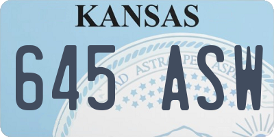 KS license plate 645ASW