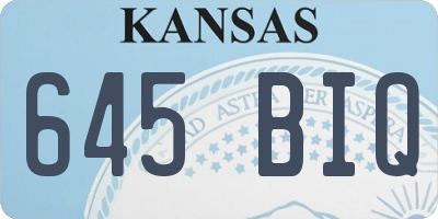 KS license plate 645BIQ