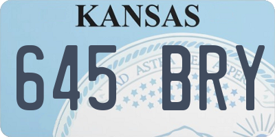 KS license plate 645BRY