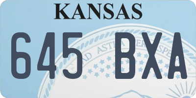 KS license plate 645BXA