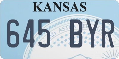 KS license plate 645BYR