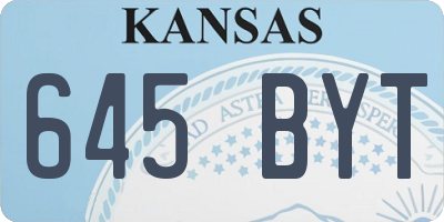 KS license plate 645BYT