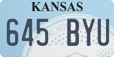 KS license plate 645BYU