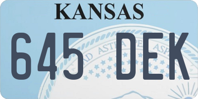 KS license plate 645DEK