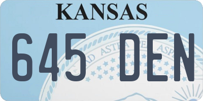 KS license plate 645DEN