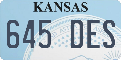KS license plate 645DES