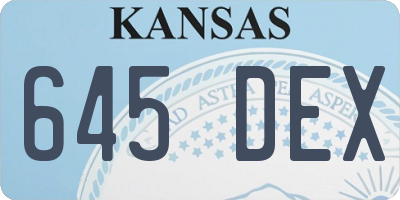 KS license plate 645DEX