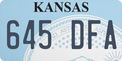 KS license plate 645DFA